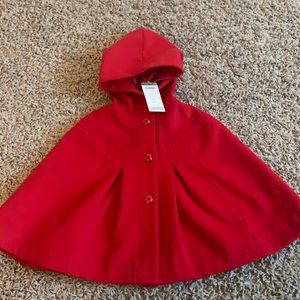 Girls Hooded Button-up Cape Coat